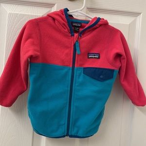 Patagonia 12-18 M girls jacket. Pink and aqua.